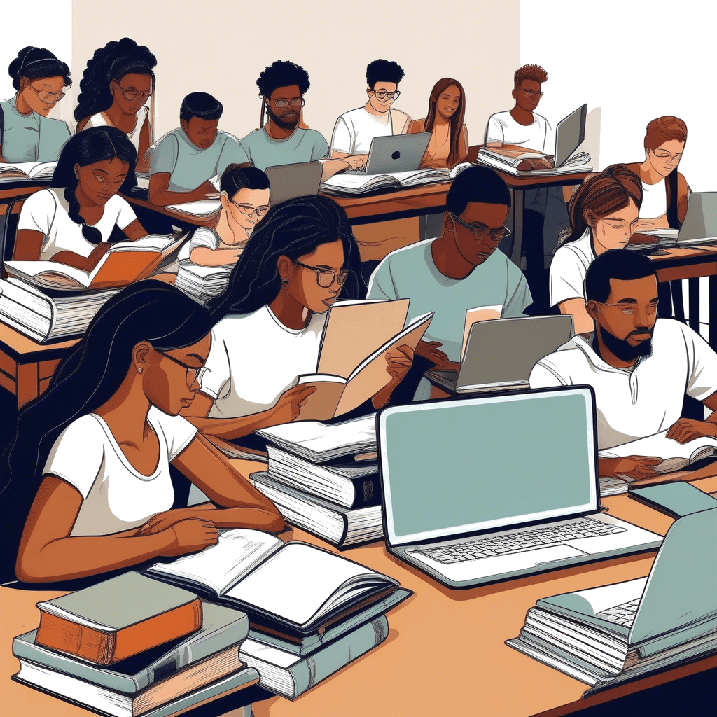 Students studying their books